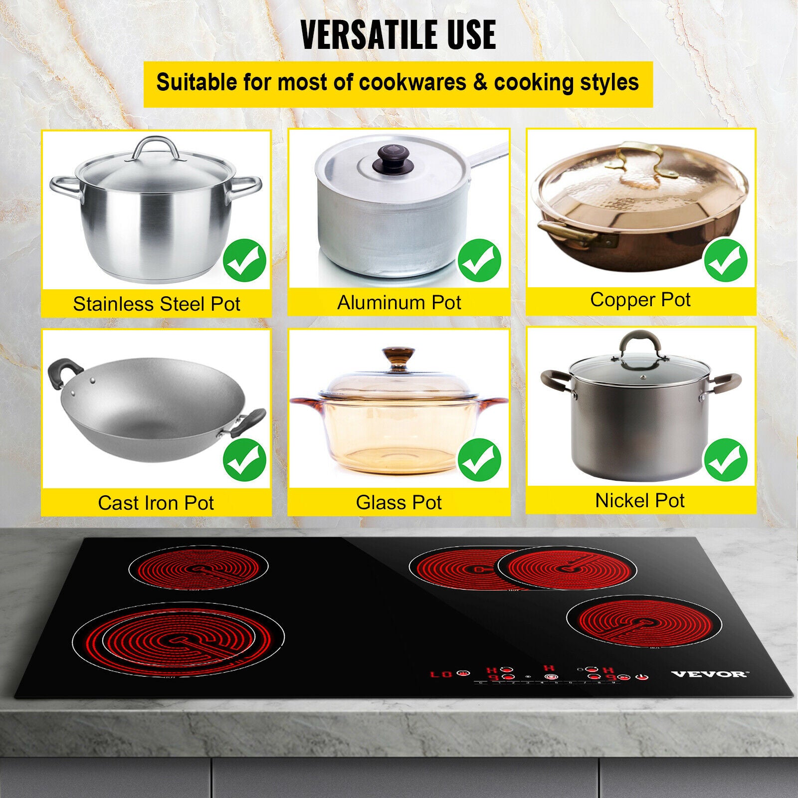 VEVOR Electric Cooktop Glass Stove VEVOR Electric Cooktop Glass Stove